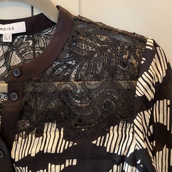 NWT REISS Ana-Lace Placement Print Top | 0 - Picture 2 of 13